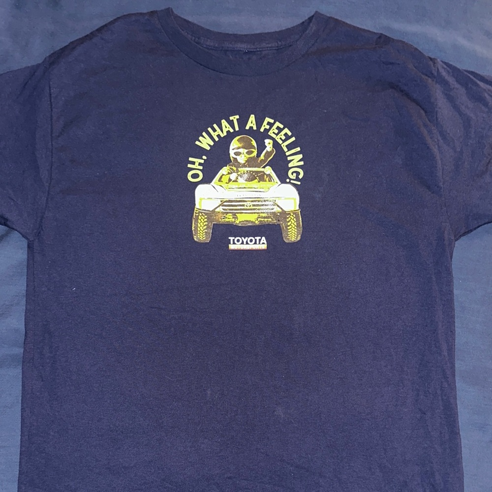 Toyota "Oh What A Feeling" Graphic Tee - Navy with Neon Yellow